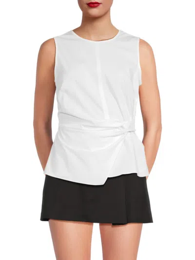 Dkny Women's Sleeveless Side-knot Cotton Top In White