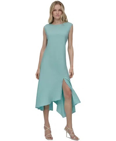 Dkny Women's Sleeveless Side-slit Asymmetric-hem Dress In Seafoam