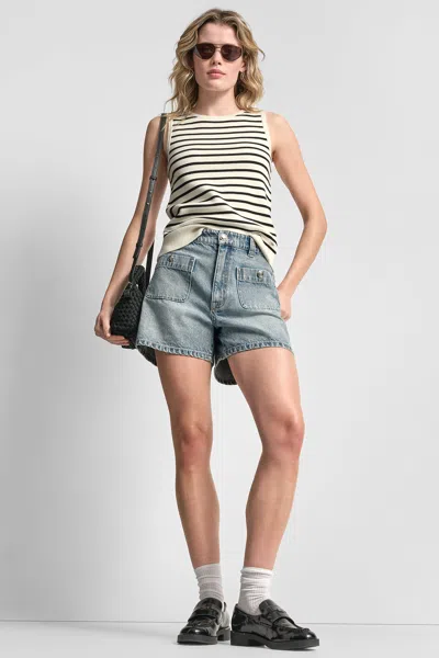 Dkny Women's Sleeveless Striped Sweater In White