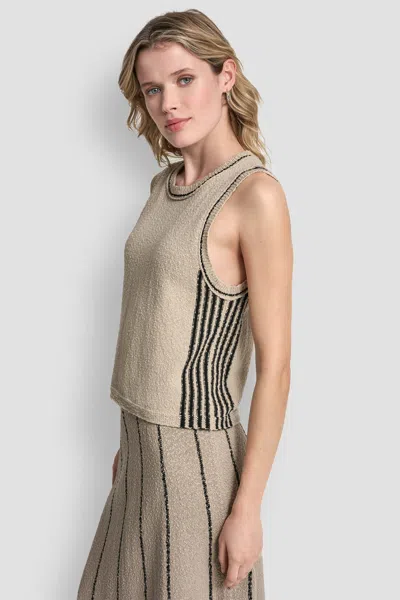 Dkny Women's Sleeveless Sweater With Striped Detail In Brown