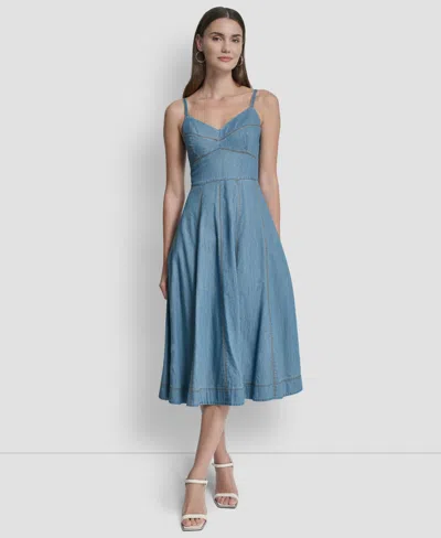 Dkny Women's Sleeveless Sweetheart Neck Midi Dress