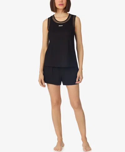 Dkny Women's Sleeveless Tank Top And Boxer Shorts, 2-piece Set In Black