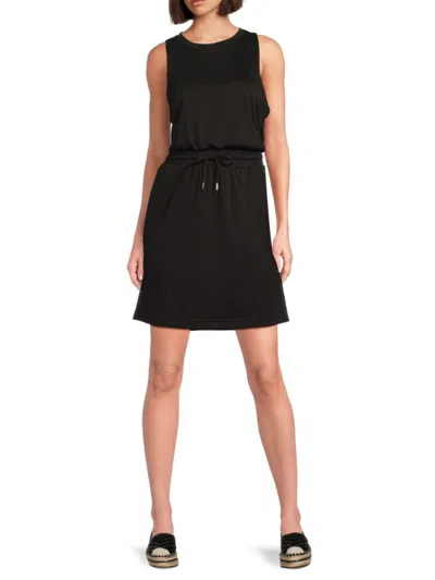 Dkny Women's Sleeveless Tie-waist Dress In Black