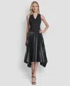 Dkny Women's Sleeveless V-neck Fit & Flare Dress In Black