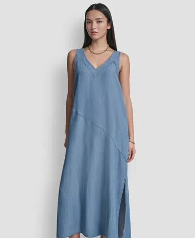 Dkny Sleeveless Chambray Midi Dress In Multi