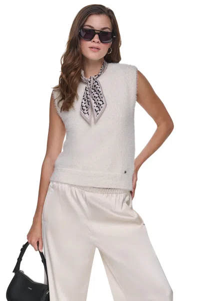 Dkny Women's Sleevless Brushed Sweater Vest In White