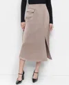 Dkny Cargo Pocket Sateen Skirt In Taupe