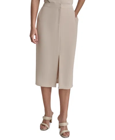 Dkny Women's Slit-front Midi Pencil Skirt In Parchment