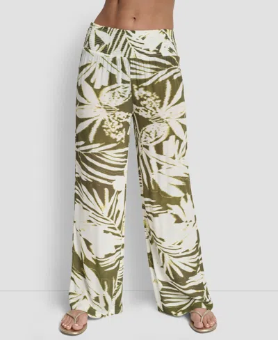 Dkny Women's Smocked-waist Cover-up Pull-on Pants