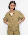 Dkny Women's Snap-front Roll-tab Short-sleeve Jacket