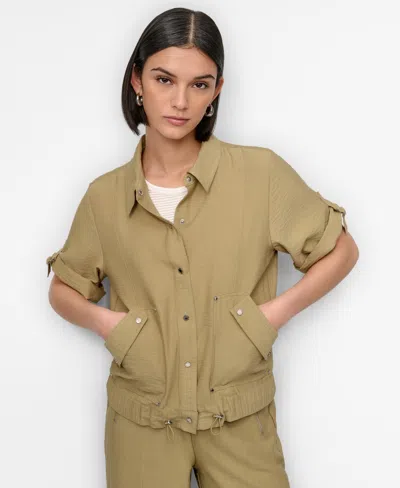 Dkny Women's Snap-front Roll-tab Short-sleeve Jacket