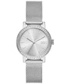 DKNY WOMEN'S SOHO D THREE-HAND SILVER-TONE STAINLESS STEEL WATCH 34MM