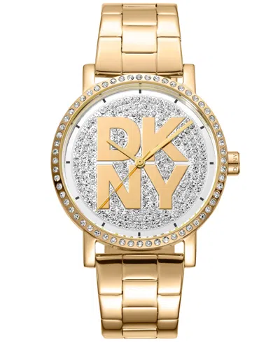 Dkny Women's Soho Logo Gold-tone Stainless Steel Bracelet Watch, 36mm