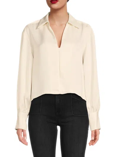 Dkny Women's Solid Collared Top In Eggnog