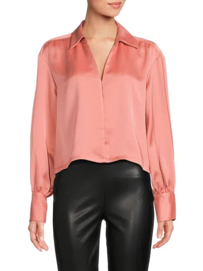 Dkny Women's Solid Collared Top In Rouge Blush
