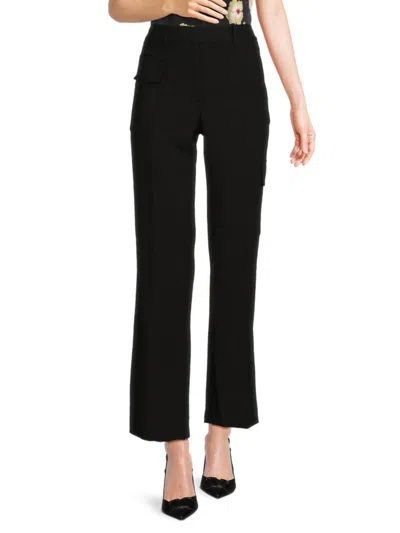 Dkny Women's Solid Flat-front Pants In Black
