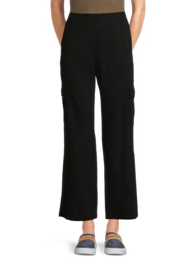 Dkny Women's Solid High-rise Scuba Pants In Black