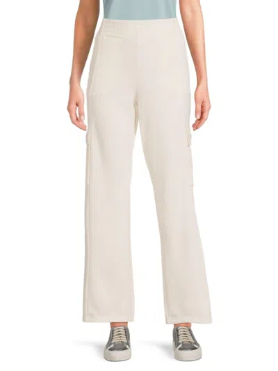 Dkny Women's Solid High-rise Scuba Pants In White