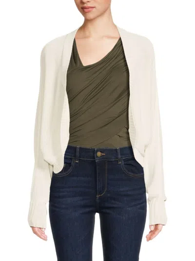 Dkny Women's Solid Open Front Cardigan In Ivory
