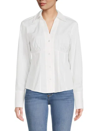 Dkny Women's Solid Ruched Shirt In White
