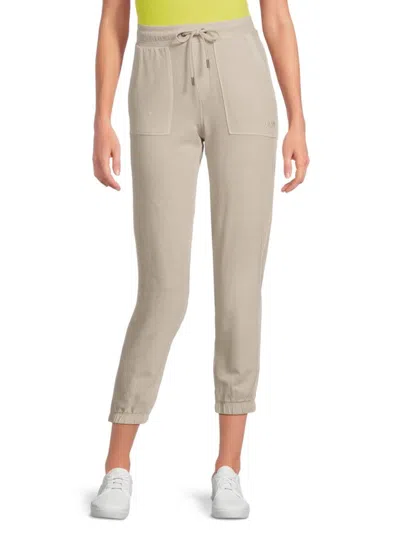 Dkny Women's Solid Stretch-cotton Cropped Joggers In Neutral
