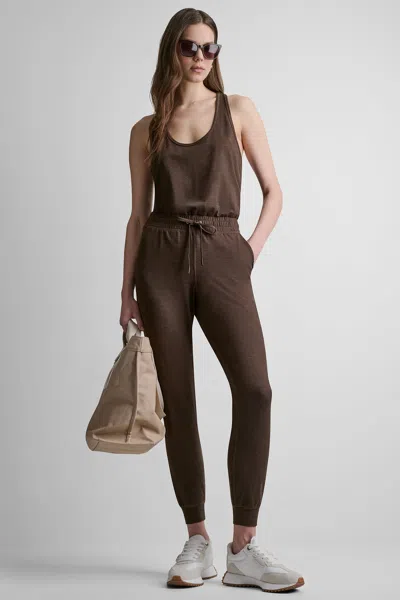 Dkny Women's Spacedye Racerback Tank Jumpsuit In Brown