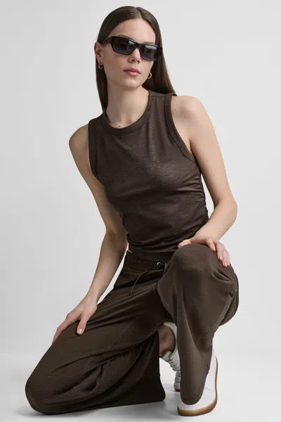 Dkny Women's Spacedye Tank With Ruching In Brown