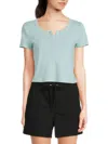 Dkny Women's Split Neck Top In Blue