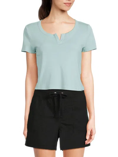 Dkny Women's Split Neck Top In Blue