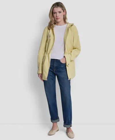 Dkny Women's Sporty Anorak Hooded Raincoat In Yellow