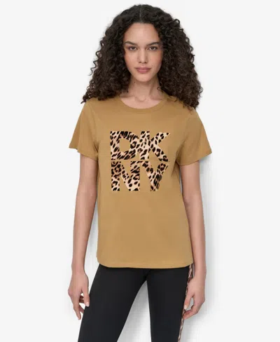 Dkny Women's Stacked Animal Print Crew Neck T-shirt In Multi
