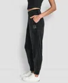 Dkny Women's Stacked Logo Mid-rise Slim-fit Joggers In Black