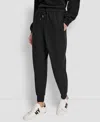 Dkny Women's Stacked Mini Rhinestone Logo Relaxed Cuff Jogger In Black
