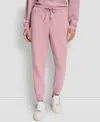 Dkny Women's Stacked Mini Rhinestone Logo Relaxed Cuff Jogger In Pink