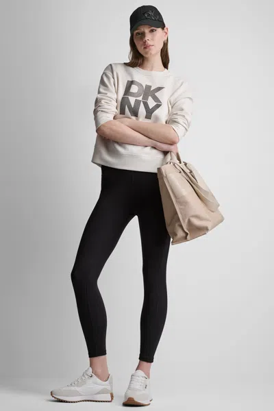 Dkny Women's Stacked Rhinestone Logo Pullover In Neutral
