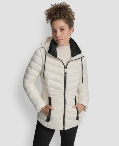 Dkny Women's Stand Collar Zipper-front Coat In White