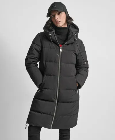 Dkny Women's Stand Collar Zipper Puffer Coat In Black