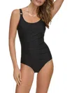 Dkny Women's One-piece Starburst Swimsuit In Black White Multi