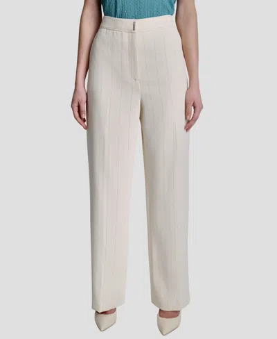 Dkny Women's Straight-fit Pinstripe Trouser Pants In White