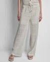 Dkny Open Stitch Drawstring Pants In White