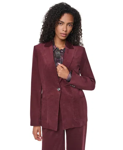Dkny Women's Stretch Corduroy Tailored Blazer In Burgundy