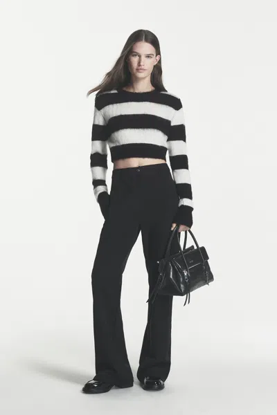 Dkny Women's Stripe Crew Neck Sweater In Black