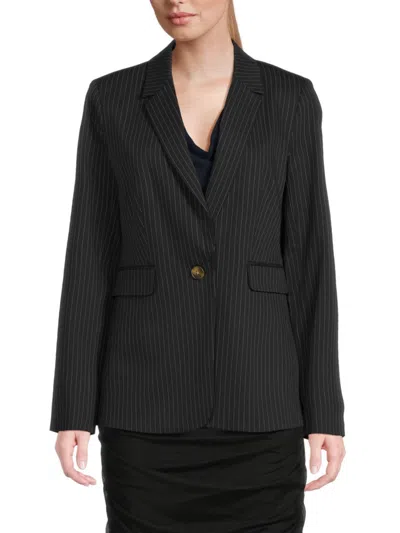 Dkny Women's Striped Blazer In Black
