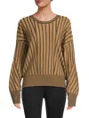 Dkny Women's Striped Dropped Shoulder Sweater In Truffle