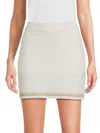 Dkny Logo Patch Court Miniskirt In Ivory Pebble