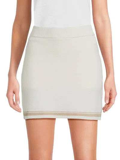 Dkny Women's Striped Hem Body-con Mini Skirt In Ivory Pebble