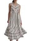 Dkny Women's Striped Linen-blend Midi-dress