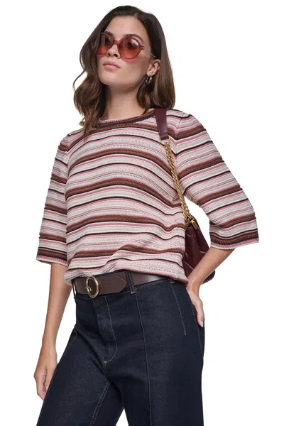 Dkny Women's Striped Rugby Crew Neck Sweater Size 2xs In Multi