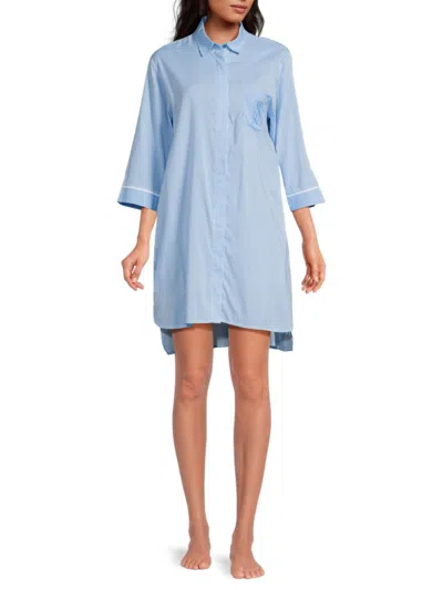 Dkny Women's Striped Sleep Shirt Dress In Blue