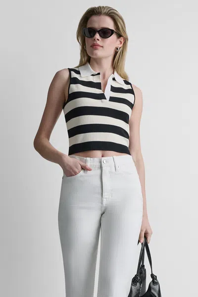 Dkny Women's Striped Sleveless Polo Sweater In Multi